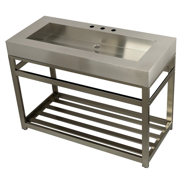 Fauceture KVSP4922A8 49" Stainless Steel Sink W/ Steel Console Sink Base, Nickel KVSP4922A8 - main